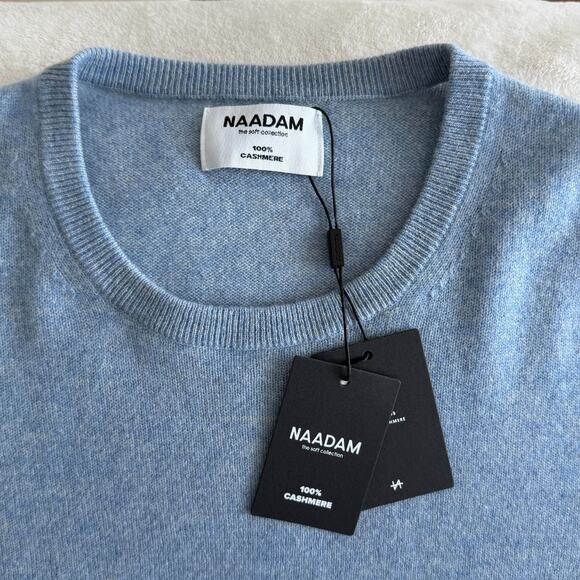 Naadam 100% Cashmere Sweater Mens XXL Dusty Blue Crew Neck Pullover Knit Luxury - Picture 3 of 10